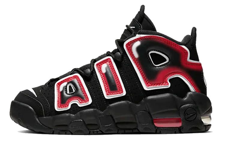 Nike Air More Uptempo Black White Laser Crimson GS
