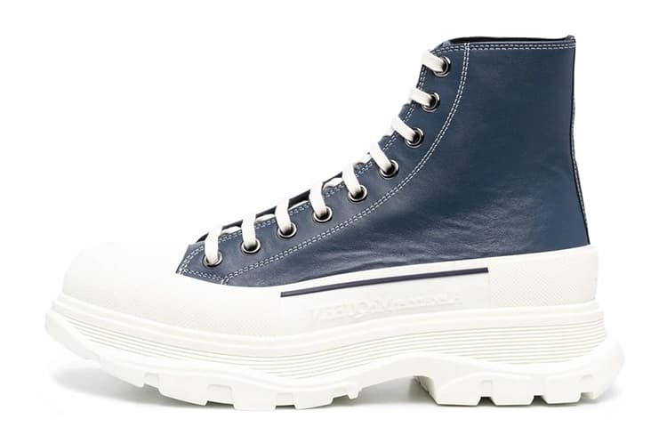 Alexander McQueen Tread Slick Lace Up Boot 'Navy Leather' 2