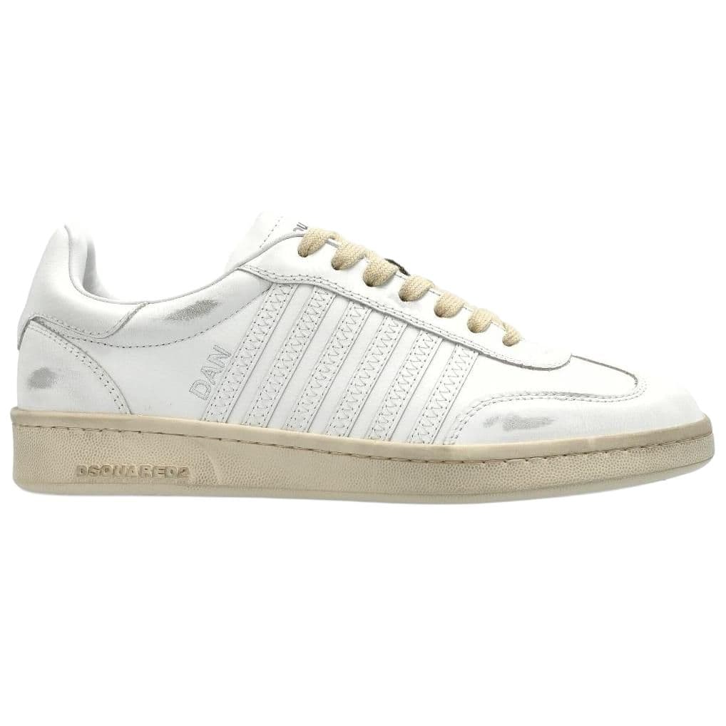 DSQUARED 2 Boxer Calfskin Round Toe Lace-Up Low-Top Sneakers Women's White 4