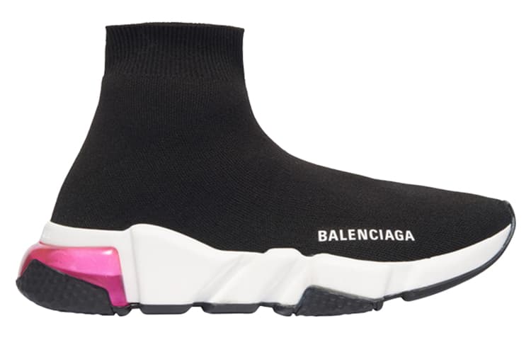 Balenciaga Speed Clear Sole Versatile Sock-Style Casual Sneakers Women's Black/Pink 4
