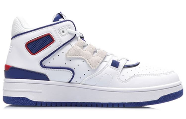 LiNing Attack 2020 Cushioning Anti-Slip And Wear-Resistant Mid-Top Vintage Basketball Shoes Women's White Blue 4