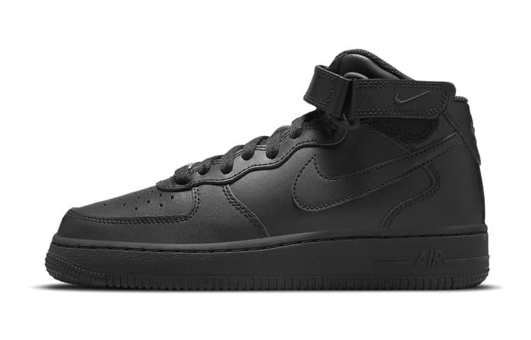 Nike Kids Air Force 1 Mid "Triple Black" Sneakers 2