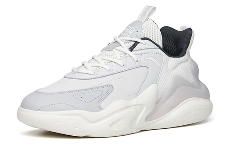 Anta Chaobai 3.0 Leather Comfortable Low-Top Casual Sneakers Men's Gray-White 4