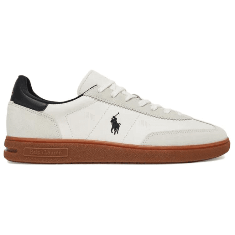 Polo Ralph Lauren Leather Lace-Up Flat Low-Top Sneakers Men's White 4