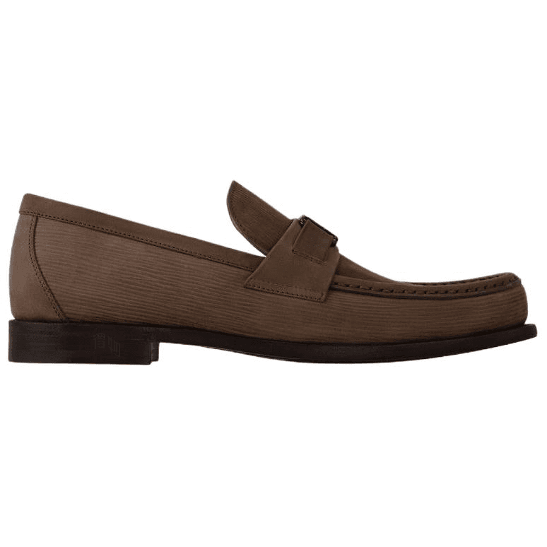 LOUIS VUITTON Major Suede Calfskin Blake Construction Round Toe Slip-On Loafers Men's Chestnut 3