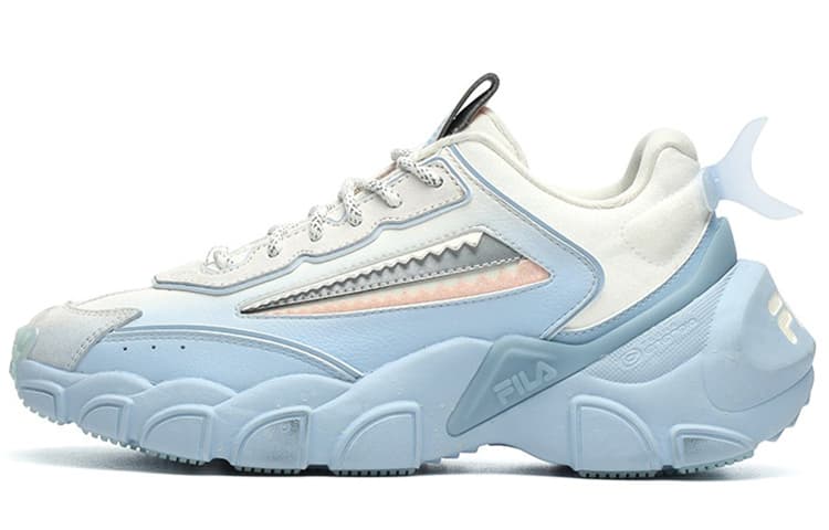 FILA Cushioning Anti-Slip And Wear-Resistant Low-Top Chunky Sneakers Women's Blue White