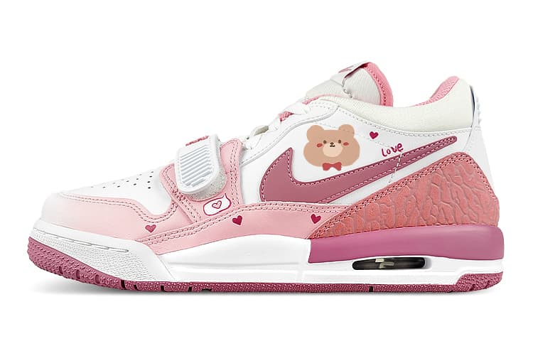 Jordan Legacy 312 Cushioning Anti-Slip And Wear-Resistant Mid-Top Vintage Basketball Shoes GS White Pink
