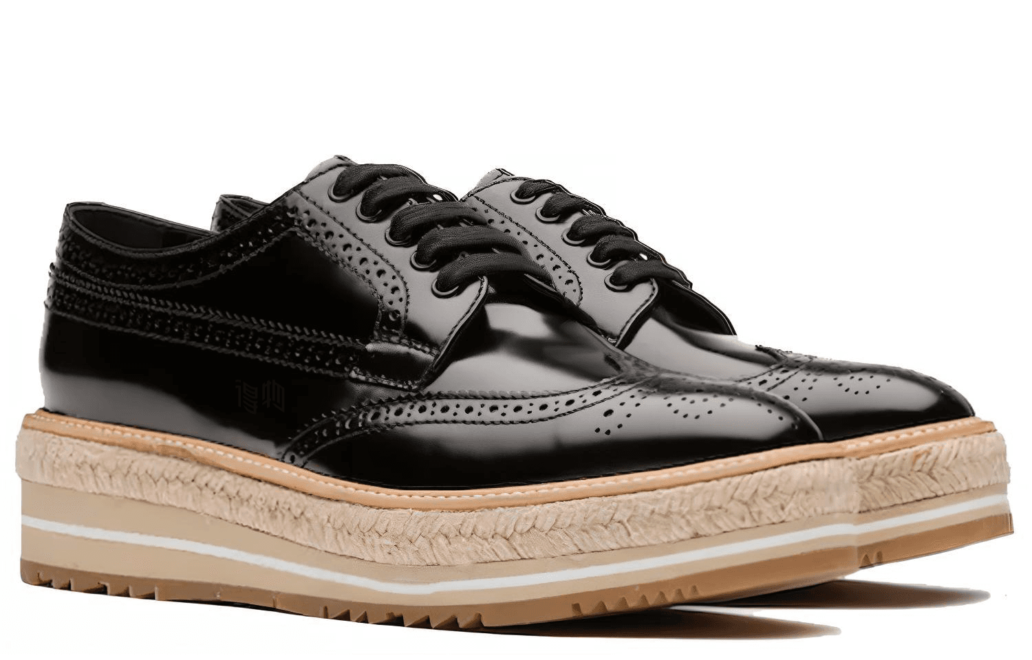 PRADA Shiny Fumé Simple Casual Low-Top Chunky Sole Shoes Women's Black 4