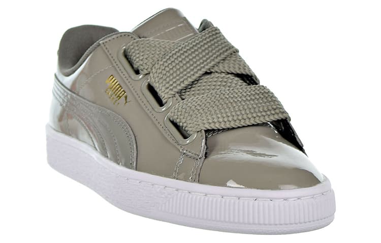 PUMA Basket Heart Patent Silver/Grey Women's 5