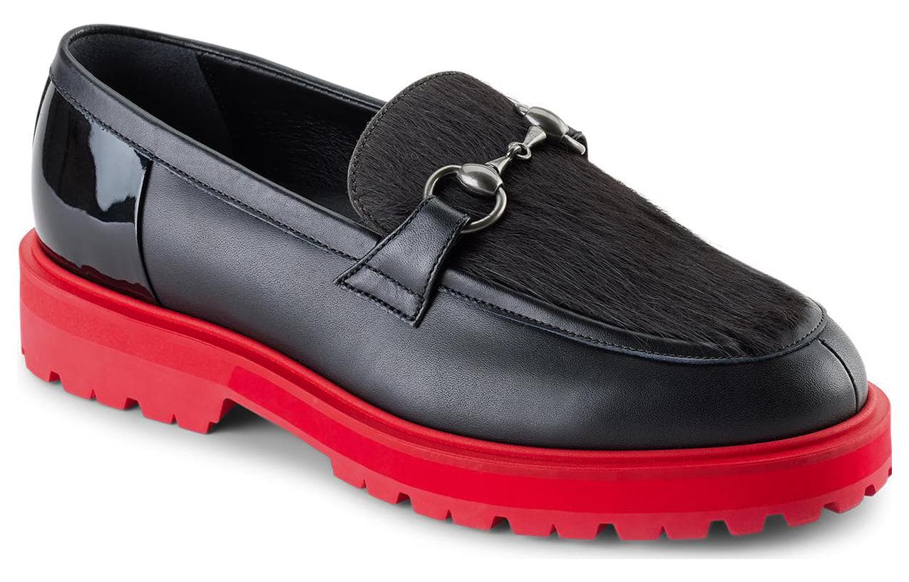 Onitsuka Tiger Bit Loafer Cushioned Slip-Resistant Abrasion-Resistant Low-Top Sports Casual Shoes Women's Black Red 6