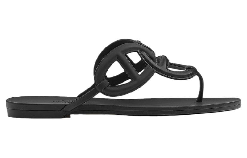 HERMES Rubber Sandals Black Women's 3