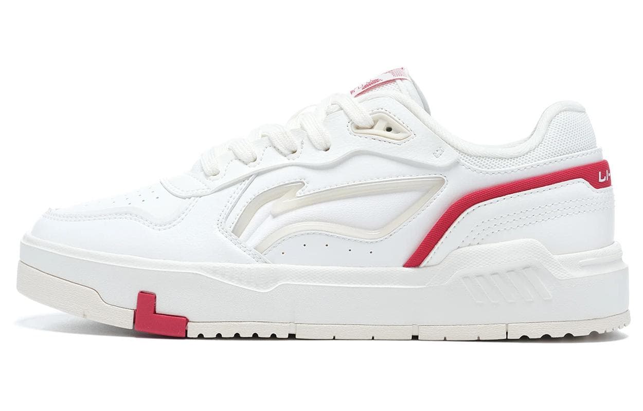 LiNing Lightweight Trendy Durable Breathable Low-Top Skateboard Shoes Women's White Red