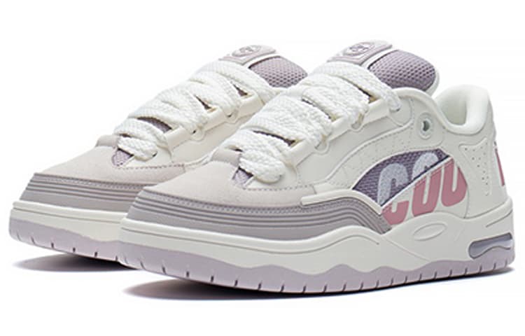 LINING CF Tracing Skateboard Shoes Women's Low-Top Ecru/Crane Purple Gray 6