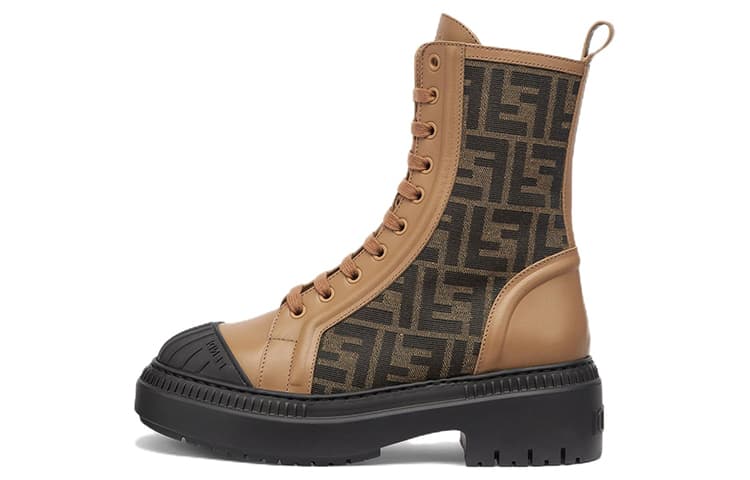 FENDI Women's FF Motif Domino Biker Boot 'Beige' 2