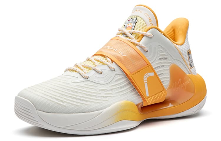 Anta Water Flower 4 Anti-Slip Wear-Resistant Low-Top Performance Basketball Shoes Men's White Yellow 3