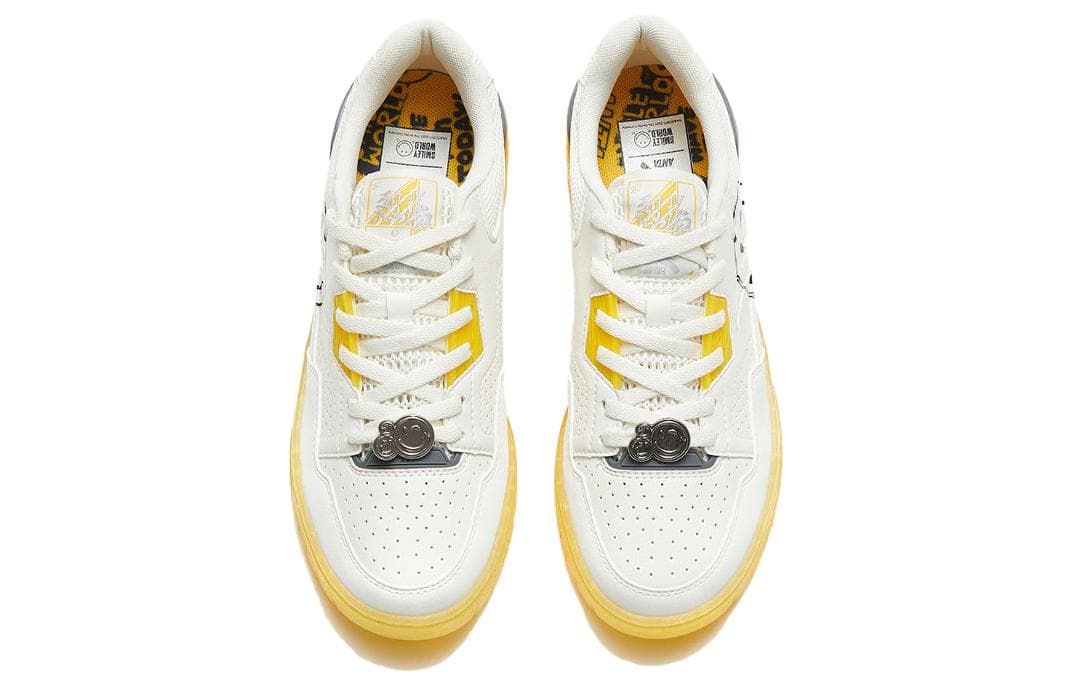 Anta Flame 4.0 Slip-Resistant Cushioning Wear-Resistant Low-Top Skateboard Shoes Men's White Yellow 5