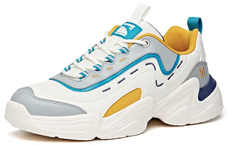 ANTA Chunky Sneakers Men Low-Top White/Blue/Yellow 4