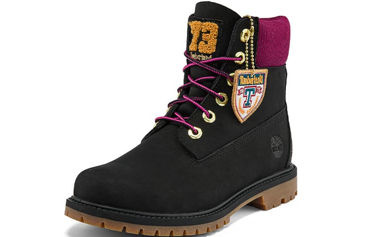 Timberland Heritage 6 Inch Waterproof Boots 'Black Nubuck With Pink' Women's 5