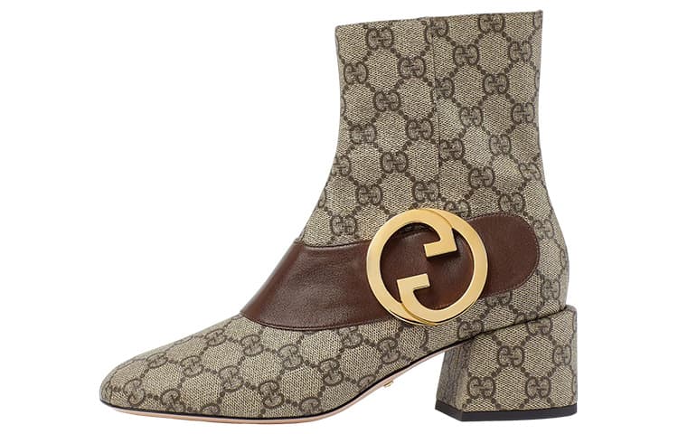 GUCCI Blondie Ankle Boot Beige Gg Canvas Women's 2