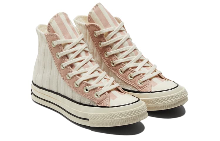 Converse Chuck Taylor All Star 70 Hi Striped Terry Cloth Egret Pink Clay Women's 6