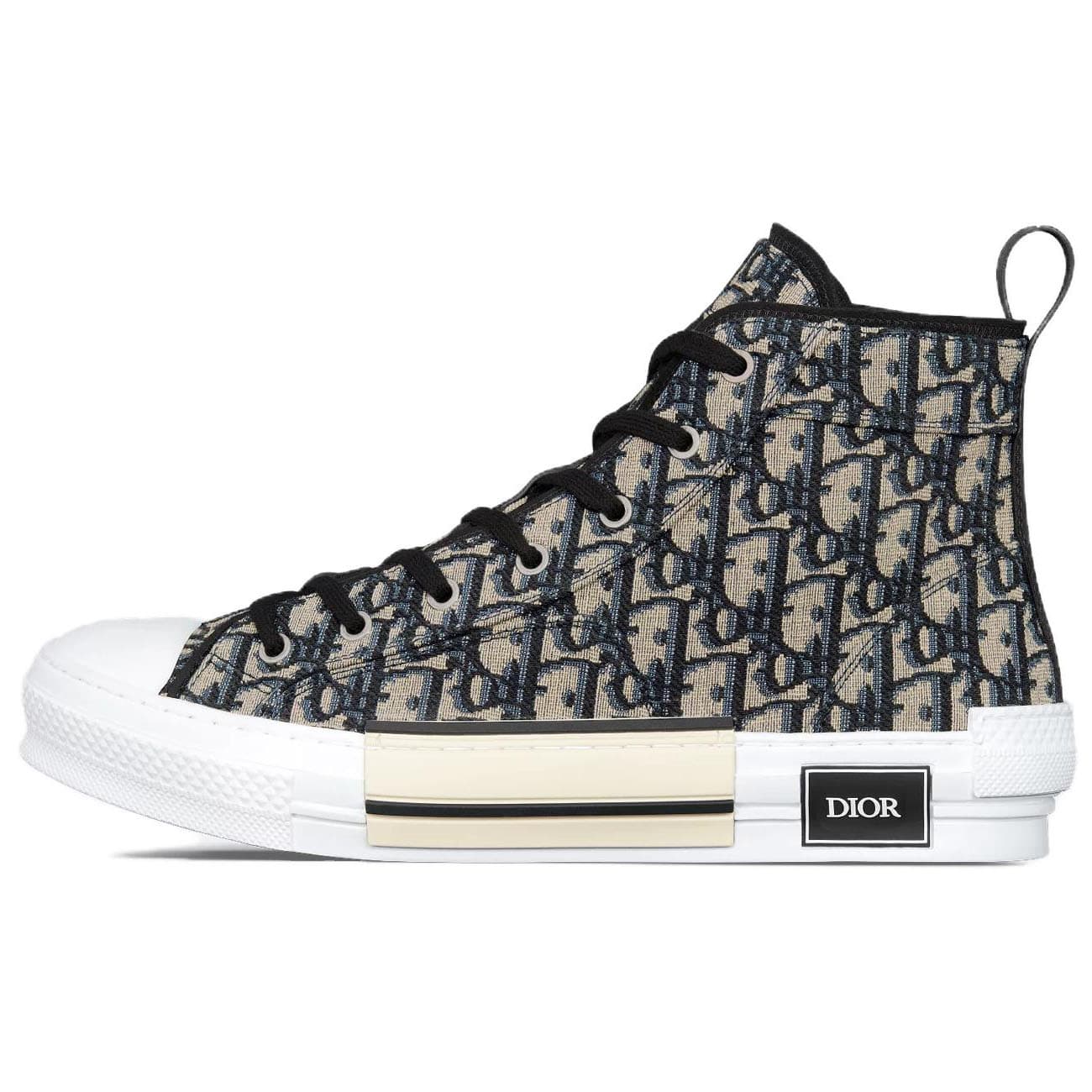 DIOR B23 Skateboard Shoes Men High-Top Beige Black 2