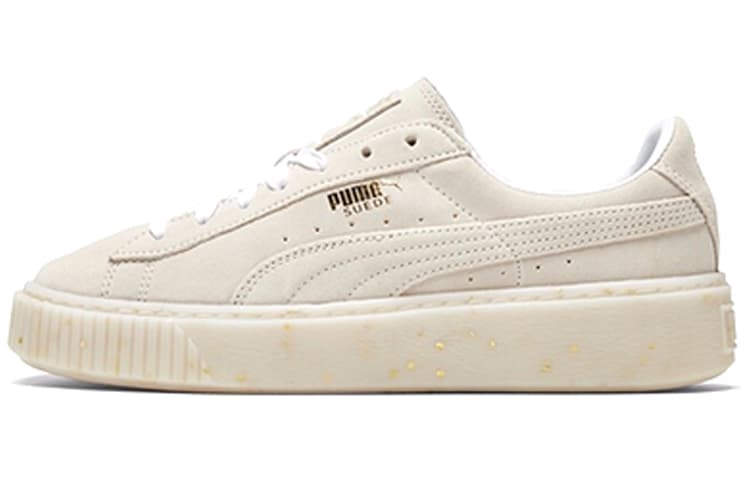 PUMA Suede Platform Buff/Gold Board Shoes Women's 2