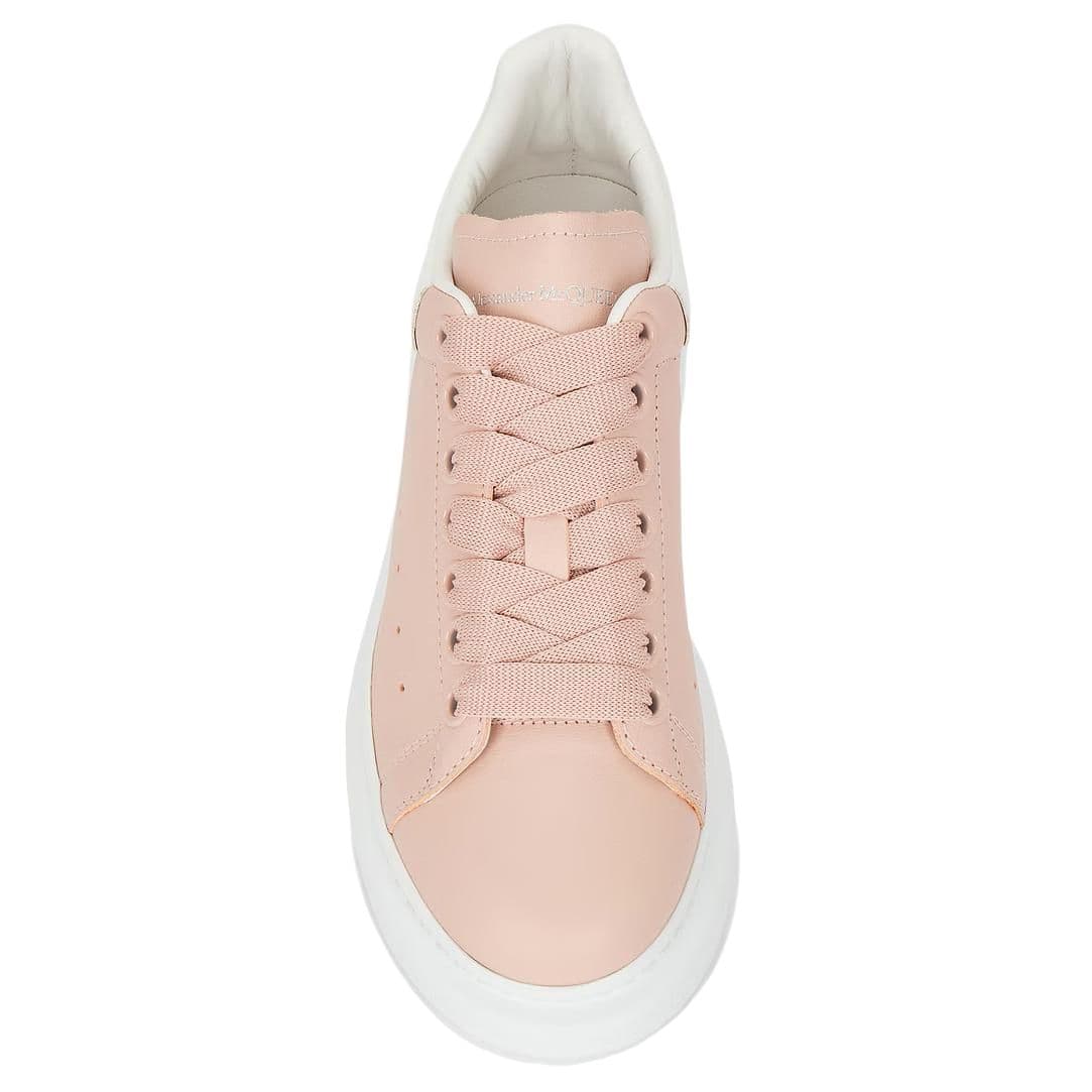 Alexander McQueen Calfskin Round-Toe Lace-Up Low-Top Casual Shoes Women's Pink 5