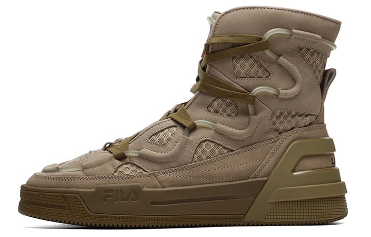 Lanvin x FILA Salto Nougat High-Top Skateboard Shoes Men's Brown