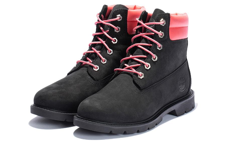 Timberland Linden Woods 6 Inch Waterproof Boots 'Black Nubuck With Pink' Women's 4