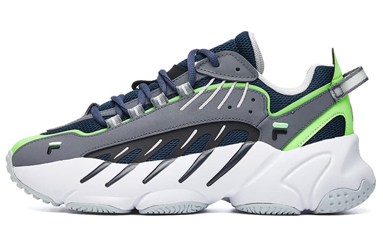 FILA ADE Retro Versatile Mesh Low-Top Marathon Running Shoes Men's Grey White Green