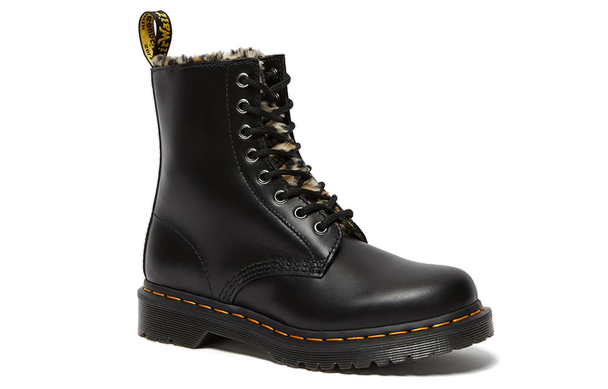 Dr.Martens 1460 Serena Leopard Black Martin Boots Women's 4