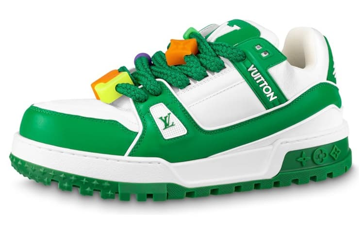 LOUIS VUITTON Trainer Maxi Low Top Stylish Skateboarding Shoes Men's White Green 2