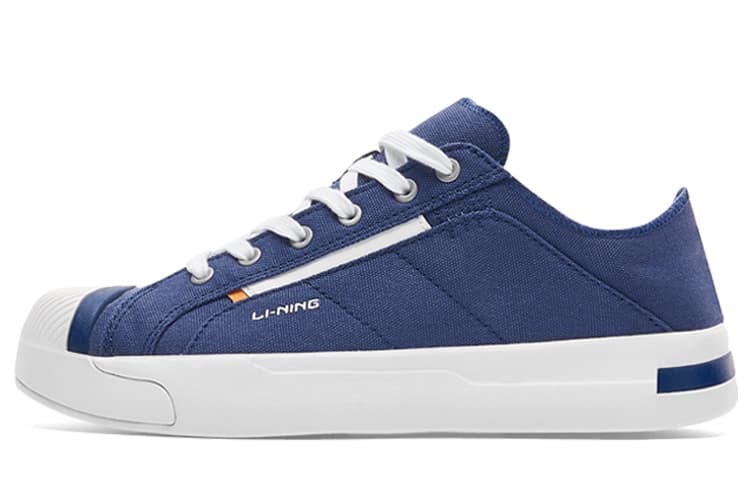 LiNing Wear-Resistant Breathable Slip-Resistant Low-Top Canvas Shoes Men's Blue White 2