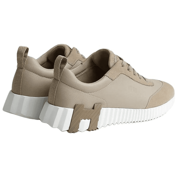 HERMES Bouncing Goatskin Thick Sole Lace-Up Casual Shoes Women's Beige 6