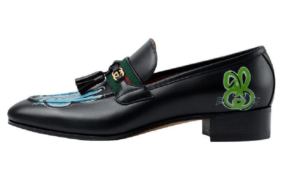 GUCCI Interlocking Loafers Men's Black Year Of The Rabbit Limited 2