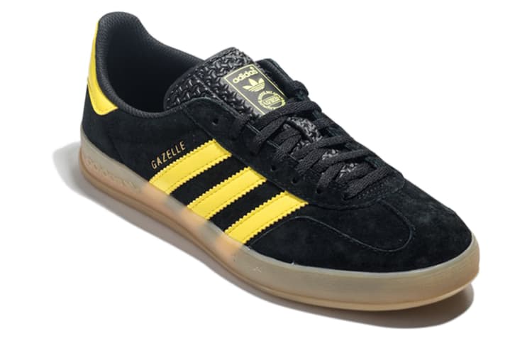 adidas Originals Gazelle Indoor Anti-Slip Wear-Resistant Lightweight Low-Top Skateboard Shoes Men's Black Yellow 5