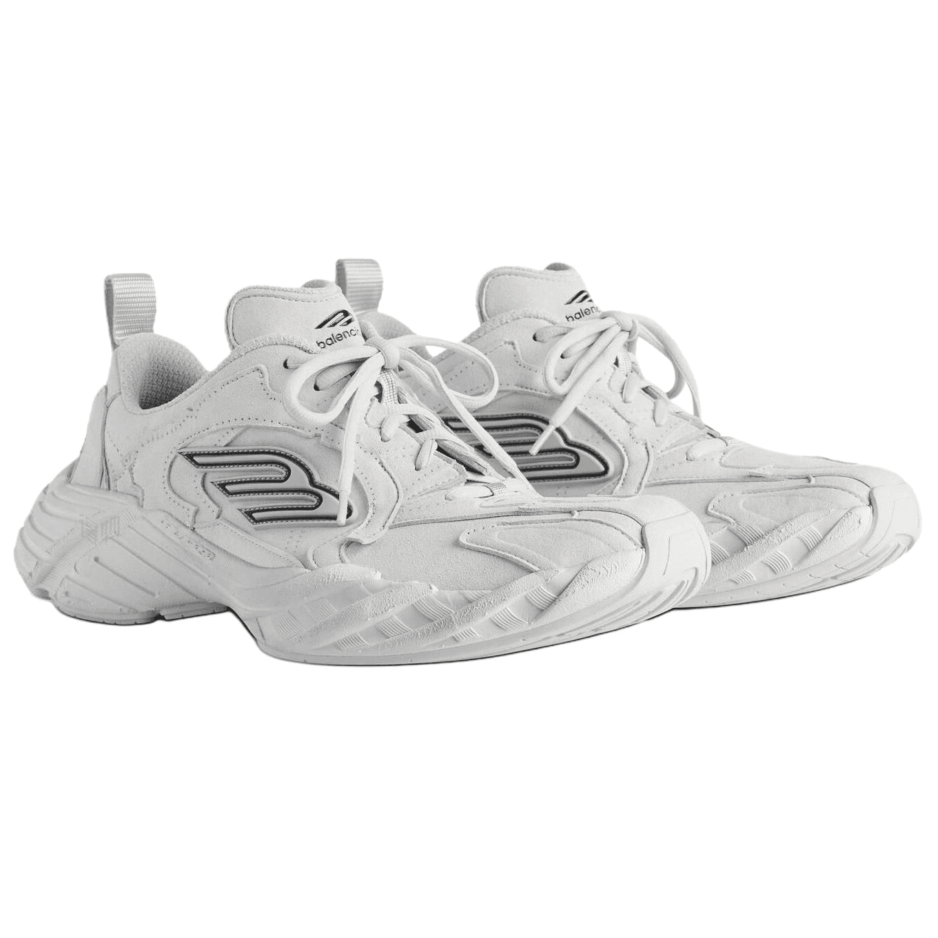 Balenciaga Monday Calf Leather Suede Logo Embossed Round Distressed Toe Lace-Up Low-Top Dad Shoes Women's Gray 5