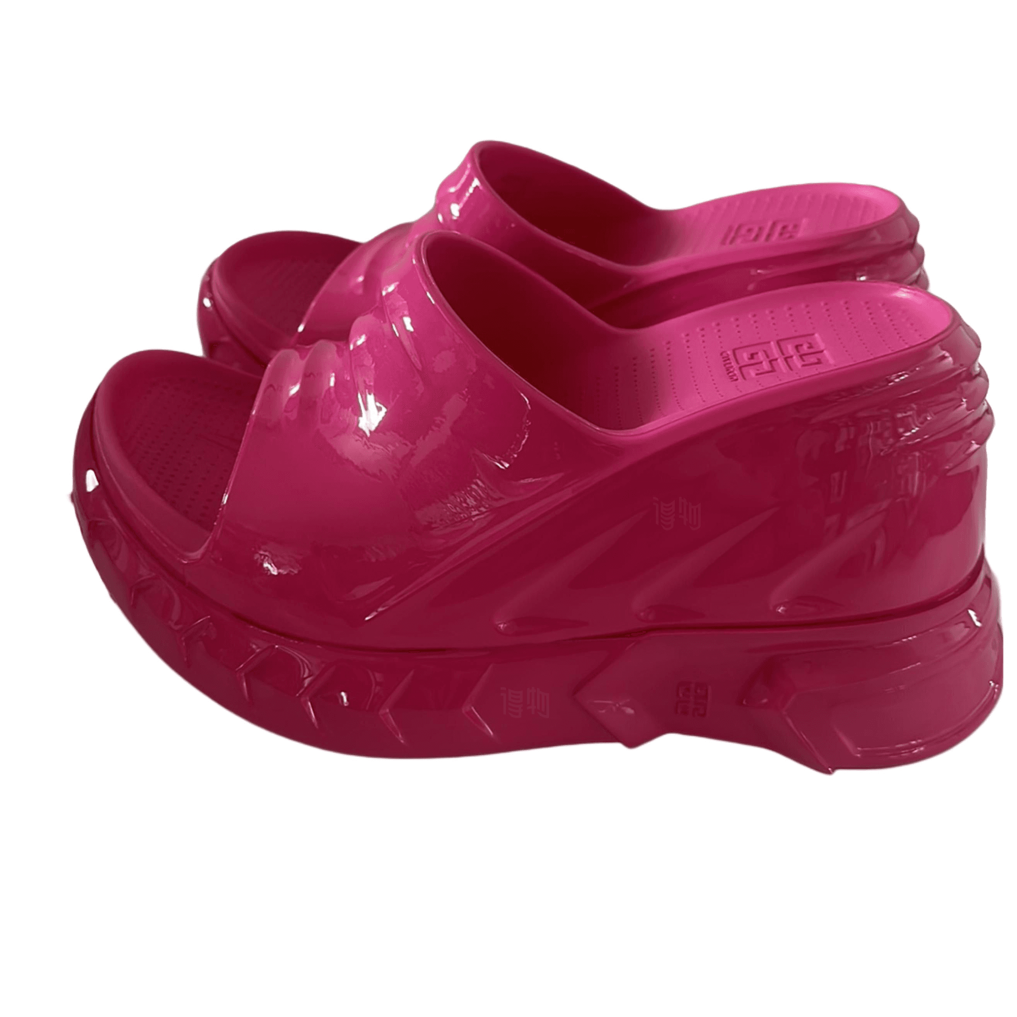 Givenchy Marshmallow Round Toe Wedge Flip-Flops Women's Fluorescent Pink 5