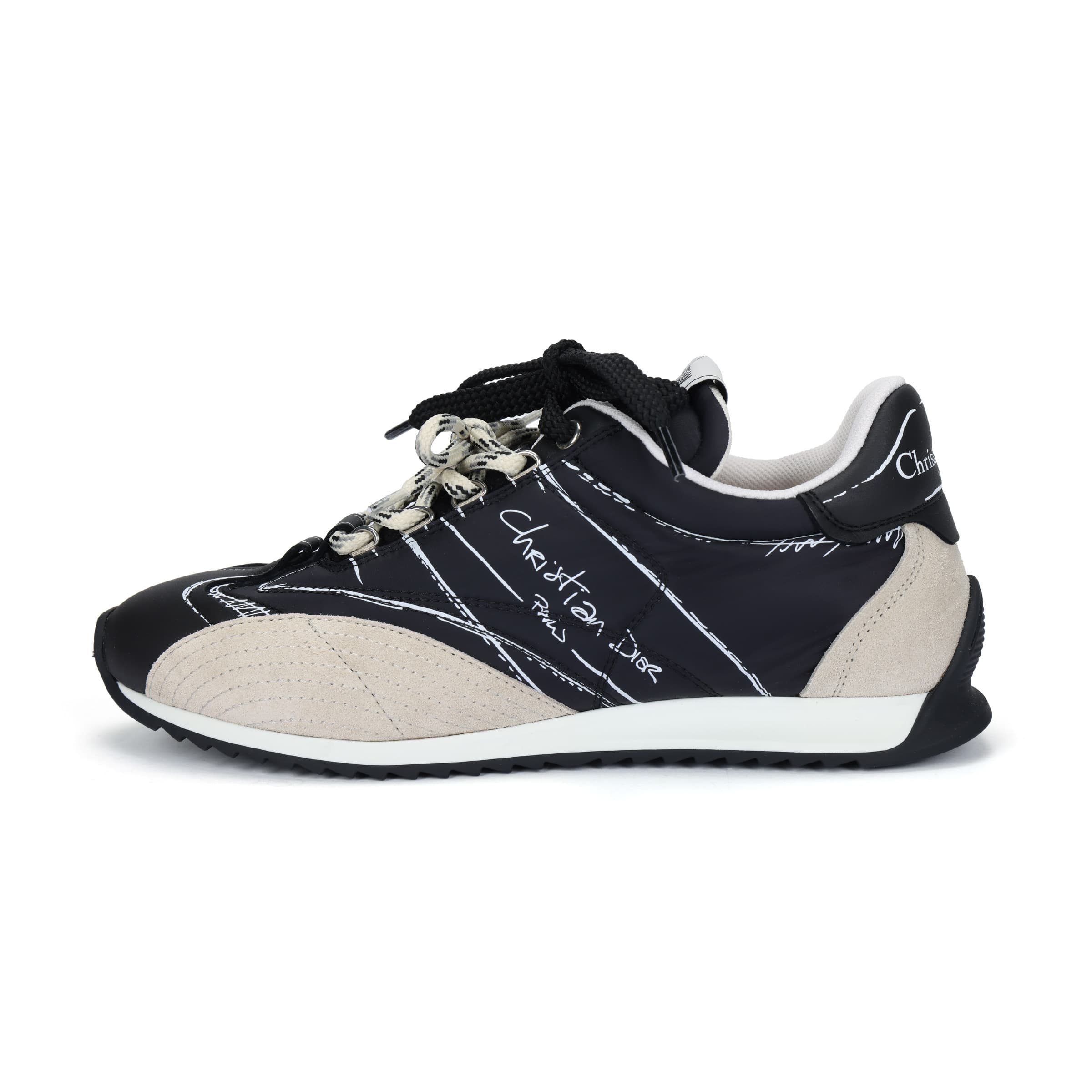 DIOR D-Sketch 2025 Ready-to-Wear Collection Calfskin Leather Lace-Up Round Toe Low-Top Casual Shoes Women's Black