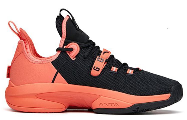 ANTA GH2 Basketball Shoes Men Low-Top Black/Orange 3