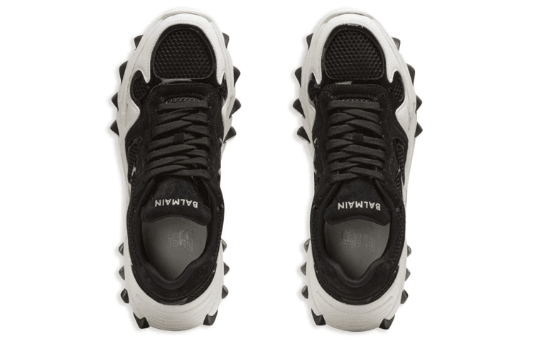 BALMAIN Mesh Low-Top Lace-Up Durable Casual Shoes Men's Black 6