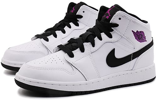 Jordan 1 Mid White Black Fuchsia Blast GS 5