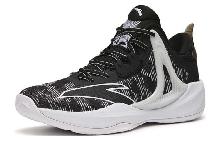 Anta Hussars 8 Durable Breathable Low-Top Basketball Shoes Men's Black White 3