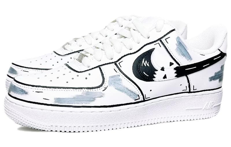 Nike Air Force 1 Skateboard Shoes Men Low-Top White/Black/Gray 6