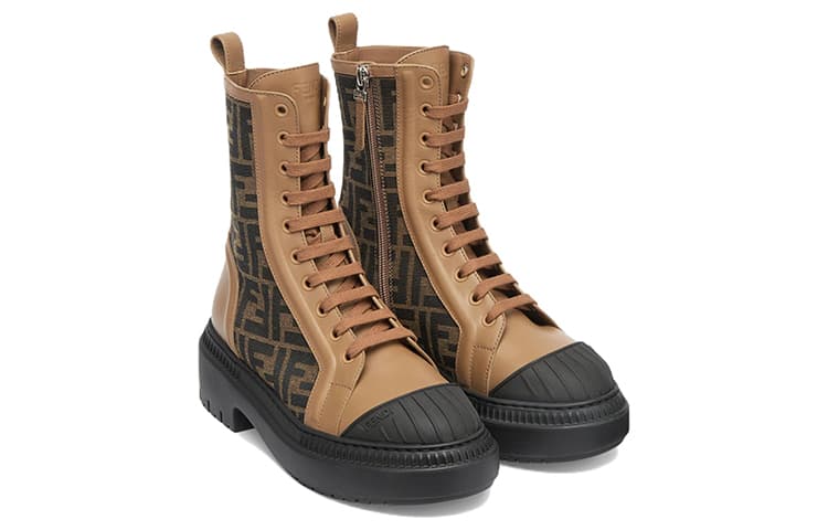 FENDI Women's FF Motif Domino Biker Boot 'Beige' 6