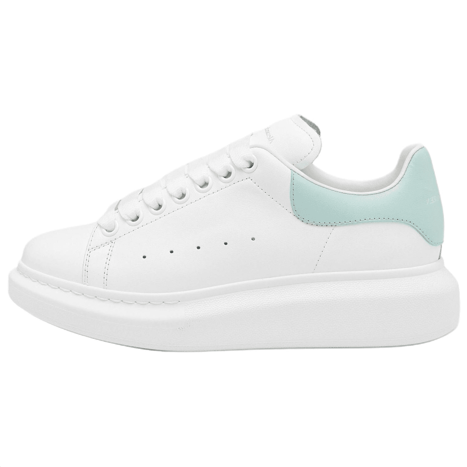 Alexander McQueen Oversized Sneaker Calf Leather Round Toe Lace-Up Wide Fit Thick Sole Low-Top Casual Shoes Women's White