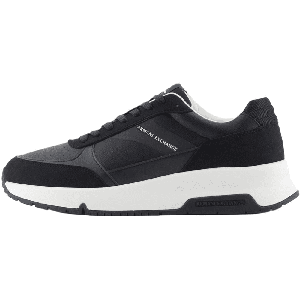 ARMANI EXCHANGE Round Toe Lace-Up Logo Print Low-Top Casual Shoes Men's Black