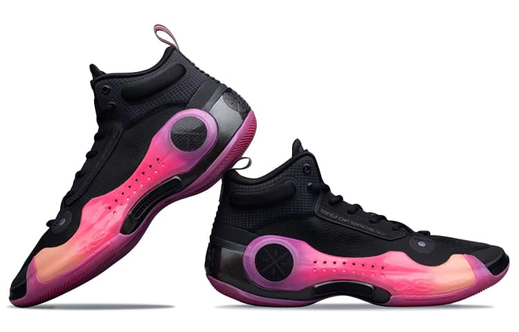 LiNing WOW 10 Sunrise Cushioning, Wear Resistant Mid top Basketball Shoes Men's Black 3