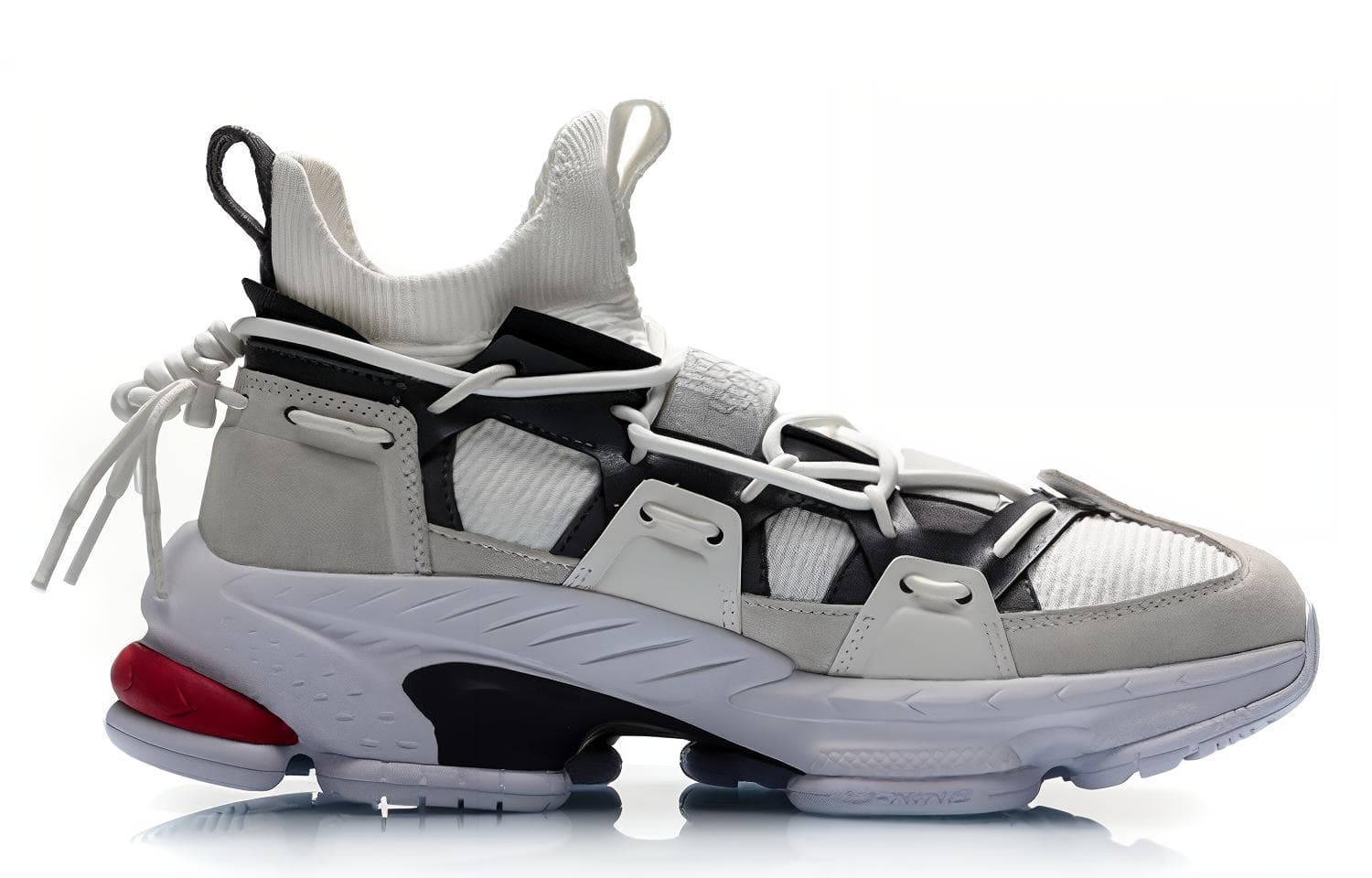 LiNing CF Non-slip Lightweight Mid-Top Casual Shoes Unisex Gray White 4