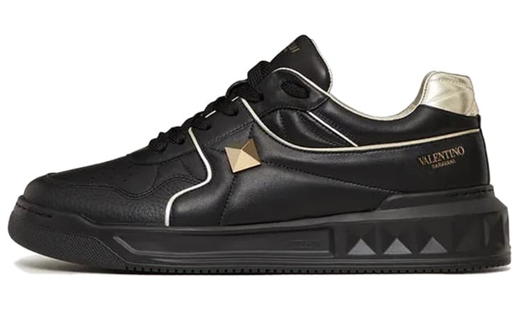 Valentino One Stud GARAVANI Low-Top Stylish Skateboarding Shoes Men's Black 2